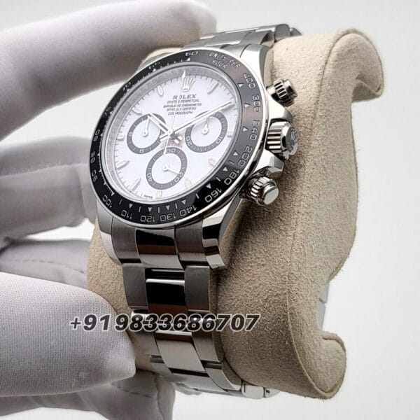 Rolex Cosmograph Daytona Panda White Dial Oystersteel 40mm Exact 11 Top Quality Super Clone Replica Swiss ETA 4131 Automatic Movement Watch