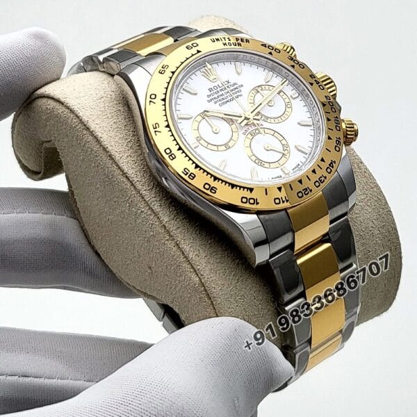 Rolex Cosmograph Daytona Yellow Rolesor White Dial 40mm Exact 11 Top Quality Super Clone Replica Swiss ETA 4131 Automatic Movement Watch