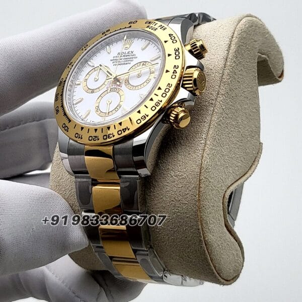 Rolex Cosmograph Daytona Yellow Rolesor White Dial 40mm Exact 11 Top Quality Super Clone Replica Swiss ETA 4131 Automatic Movement Watch