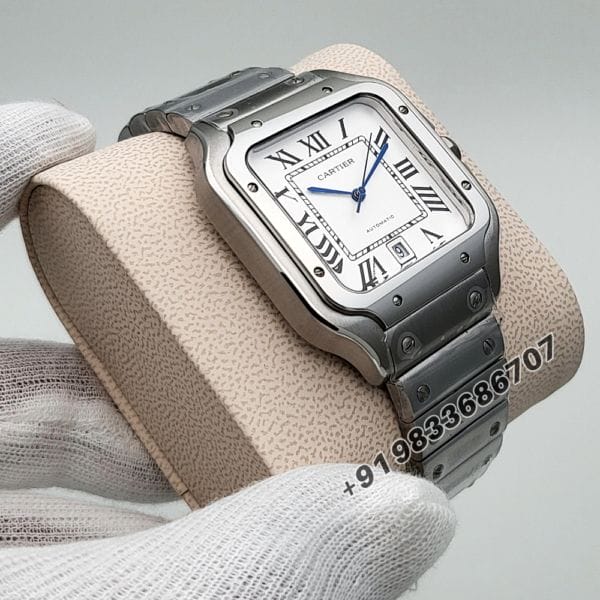 Cartier Santos Stainless Steel White Dial High Quality Swiss Automatic Watch (3)