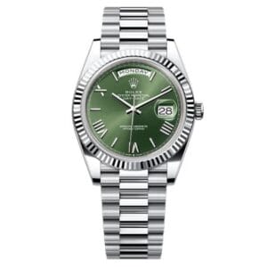 Rolex Day-Date Oyster Platinum Olive Green Dial 40mm Exact 11 Top Quality Super Clone Replica Swiss ETA 3255 Automatic Movement Watch (5)