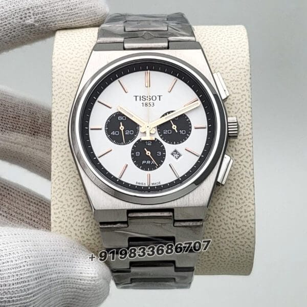 Tissot 1853 T-Classic PRX Chronograph White Dial Stainless Steel with Rose Gold Mark High Quality Watch