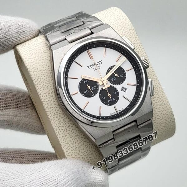 Tissot 1853 T-Classic PRX Chronograph White Dial Stainless Steel with Rose Gold Mark High Quality Watch