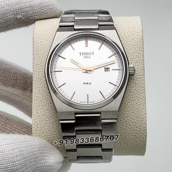 Tissot 1853 T-Classic PRX White Dial Stainless Steel with Rose Gold Mark High Quality Watch