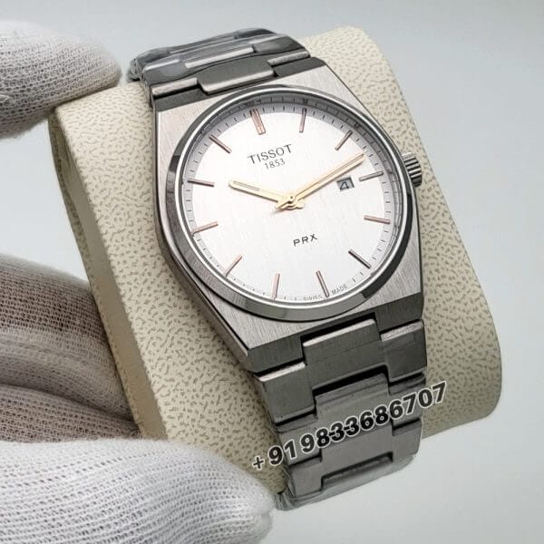 Tissot 1853 T-Classic PRX White Dial Stainless Steel with Rose Gold Mark High Quality Watch