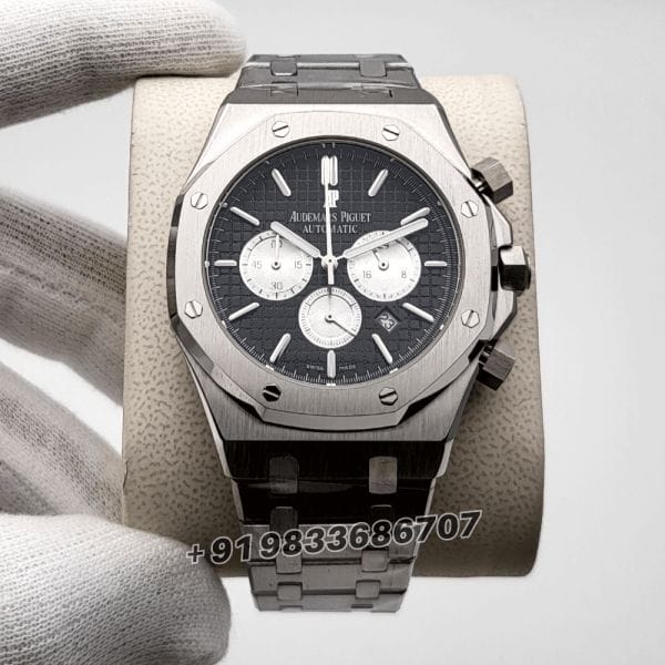 AudemarsPiguetRoyalOakChronographStainlessSteelBlackDial41mmSuperHighQualityFirstCopyReplicaWatch_5