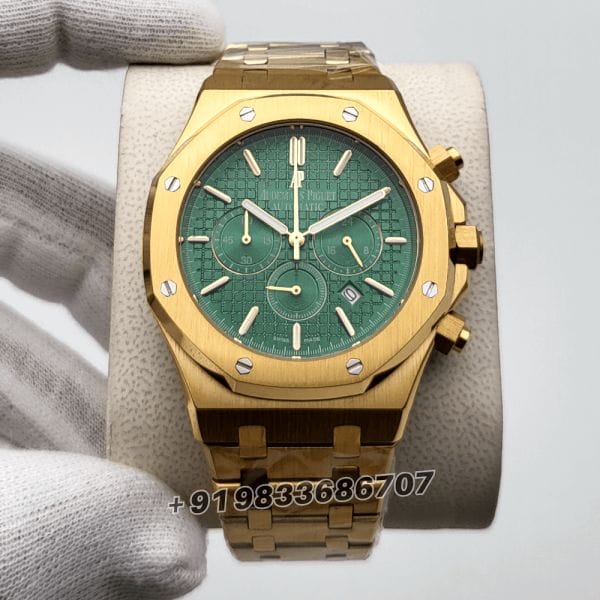 AudemarsPiguetRoyalOakChronographYellowGoldGreenDial41mmSuperHighQualityFirstCopyWatch_1