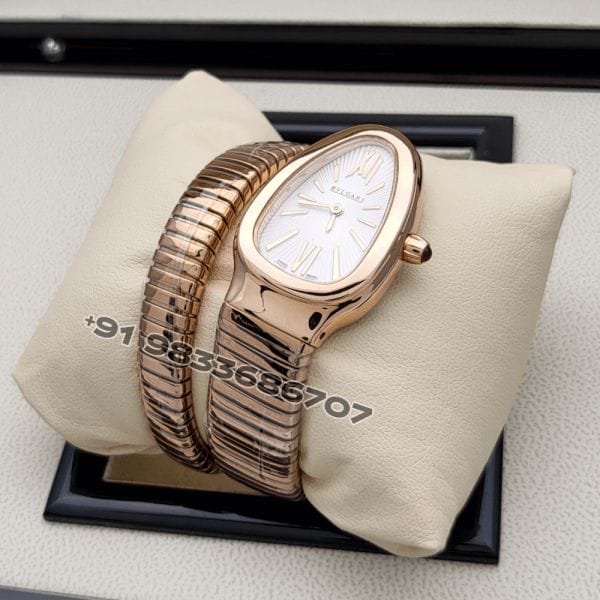 BulgariSerpentiRoseGoldSingleSpiralWhiteDialSuperHighQualityWatch_1