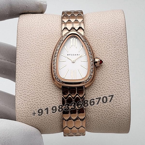 Bvlgari Serpenti Seduttori Rose Gold Diamond Set White Dial High Quality Women’s Watch (4)