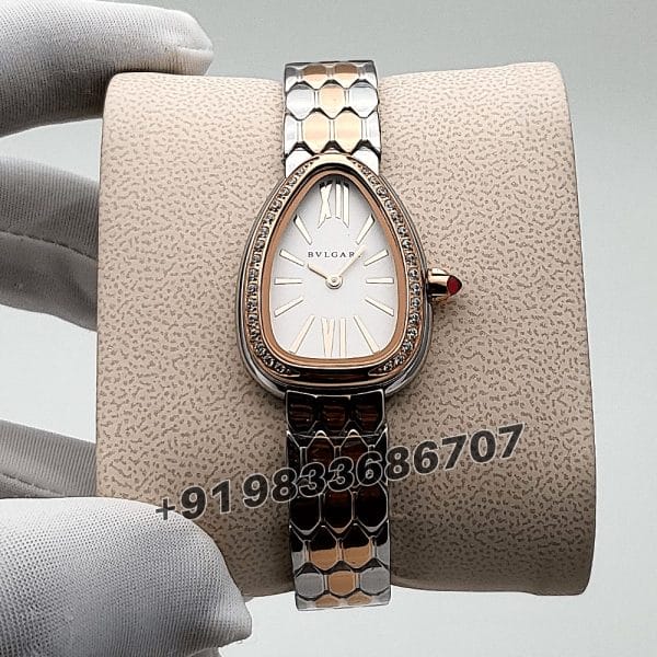 Bvlgari Serpenti Seduttori Rose Gold and Stainless Steel Diamond Set White Dial High Quality Women’s Watch (1)
