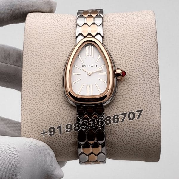 Bvlgari Serpenti Seduttori Rose Gold and Stainless Steel White Dial (4)