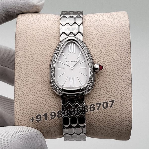 Bvlgari Serpenti Seduttori Stainless Steel Diamond Set White Dial High Quality Women’s Watch (4)