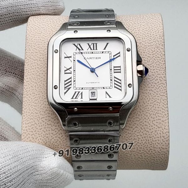 Cartier Santos Stainless Steel White Dial High Quality Swiss Automatic Watch (3)