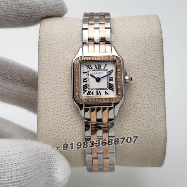 CartierPanthereDeDualToneWhiteDialwithBrilliantCutDiamondsSetBezelSuperHighQualityWomen_sWatch_1