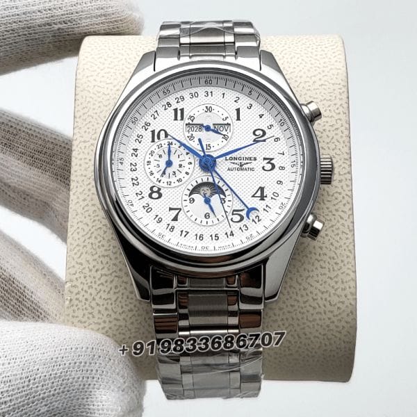 LonginesMasterCollectionChronoMoonphaseStainlessSteelSilverDialSuperHighQualitySwissAutomaticWatch_1