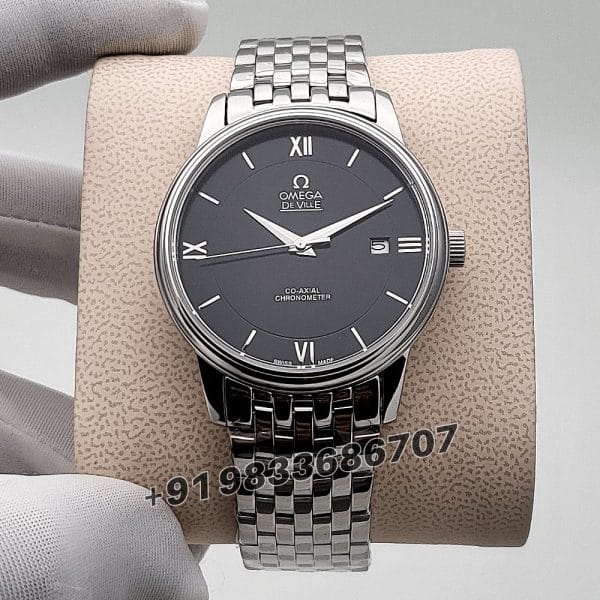 Omega De Ville Prestige Stainless Steel Black Dial Super High Quality Swiss Automatic Watch (4)