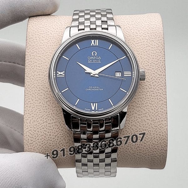Omega De Ville Prestige Stainless Steel Blue Dial Super High Quality Swiss Automatic Watch (4)