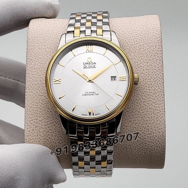 Omega De Ville Prestige Stainless Steel and Yellow Gold Silver Dial Super High Quality Swiss Automatic Watch (1)