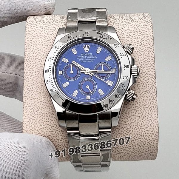 Rolex Cosmograph Daytona Stainless Steel Blue Dial 40mm High Quality Swiss Automatic Replica Watch (1)