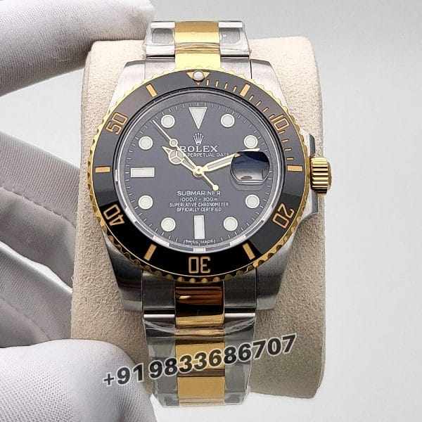 Rolex Submariner Date 2-Tone Black Dial 40mm Exact 11 Top Quality Replica Super Clone Swiss ETA 3135 Automatic Movement (1)