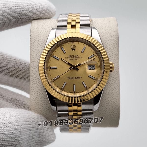 RolexDateJustGoldenDialSwissSuperHighQualityAutomaticWatch_1