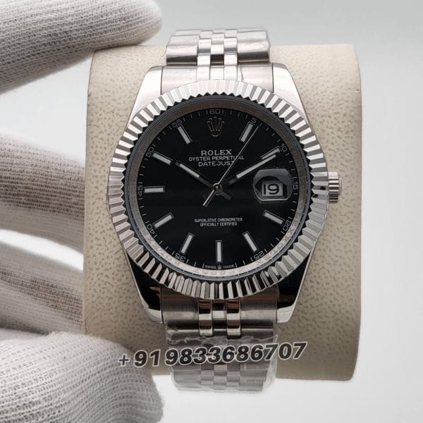 RolexDatejustBrightBlackDial41mmJubileeBraceletSuperHighQualitySwissAutomaticFirstCopyWatch_1