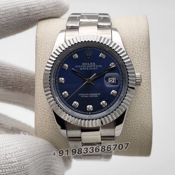 RolexDatejustBrightBluewithDiamondsSetDial41mmSuperHighQualitySwissAutomaticFirstCopyWatch_1