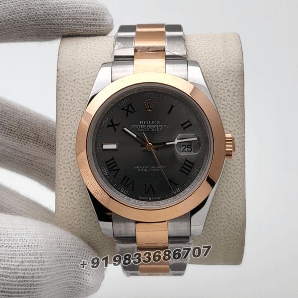 RolexDatejustDualToneRomanMarkingSlateDial41mmSuperHighQualitySwissAutomaticFirstCopyWatch_1