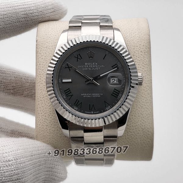 RolexDatejustStainlessSteelSlateDial41mmSuperHighQualitySwissAutomaticReplicaWatch_1