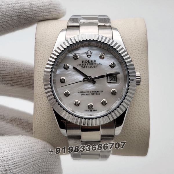 RolexDatejustWhiteMotherofPearlDiamondsSetDial41mmSuperHighQualitySwissAutomaticReplicaWatch_1