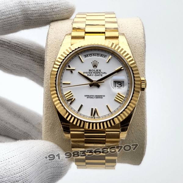 RolexDay-Date18ktYellowGoldWhiteDial40mmExact11TopQualitySuperCloneReplicaSwissETA3255AutomaticMovement_1