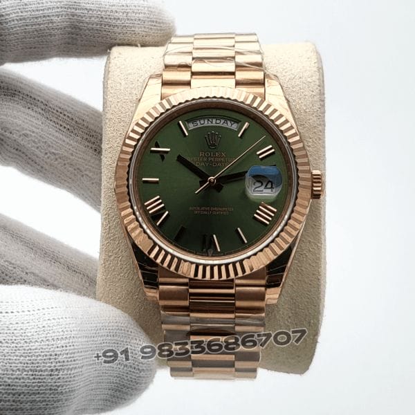 RolexDay-DateEveroseGoldOliveGreenDial40mmExact11TopQualitySuperCloneReplicaSwissETA3255AutomaticMoveme_1