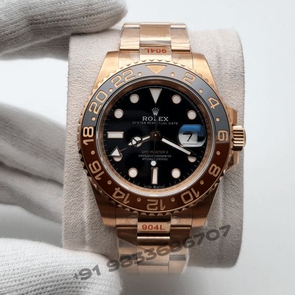 RolexGMTMasterIIEveroseGoldSwissETA