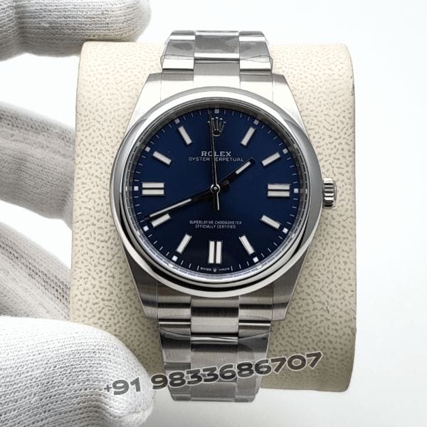 RolexOysterPerpetualBrightBlueDial41mmExact11TopQualityReplicaSuperCloneSwissETA3230AutomaticMovementWatch_1