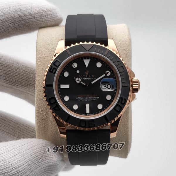 RolexYacht-MasterEveroseGoldOysterflex40mmExact11TopQualitySuperCloneReplicaSwissETA3235AutomaticMovementWatch_1