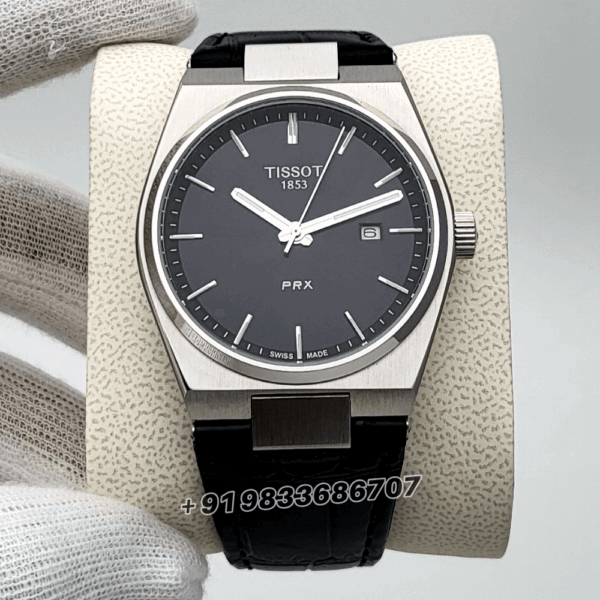 Tissot1853T-ClassicPRXBlackDial40mmLeatherStrapHighQualityFirstCopyWatch_1