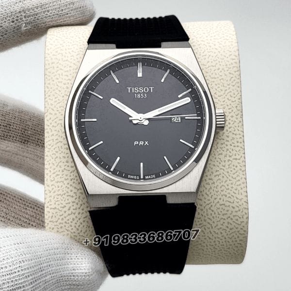 Tissot1853T-ClassicPRXBlackDial40mmRubberStrapHighQualityFirstCopyWatch_1